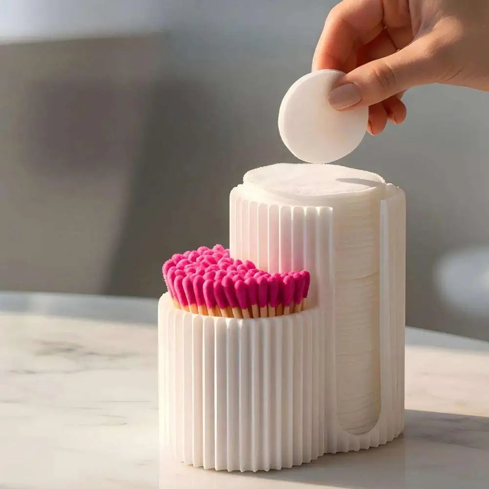 Cotton Swabs Storage Box Makeup Round Pad Holder Desktop Organizer Make Up Sponges Container Nail Art Tools Makeup Supplies Qme