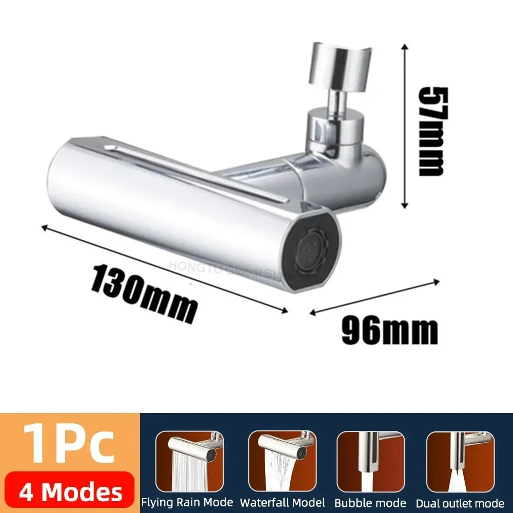 Pressurized Kitchen Sink Waterfall Faucet Bubbler Splash-proof 4 Modes Spout Bathroom Basin Tap Extender Water Saving Adapter Qme 4 Mode