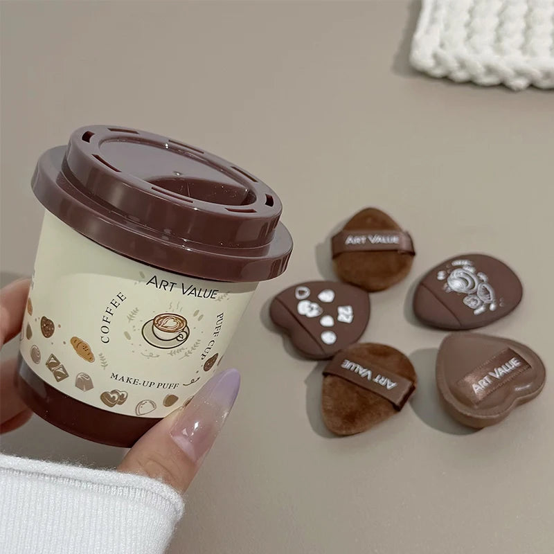 ART VALUE Mini Coffee Design For Powder Puff Cup Blush Highlighter Concealer Makeup Powder Puff Cute Thumb Powder Puff Tools Qme