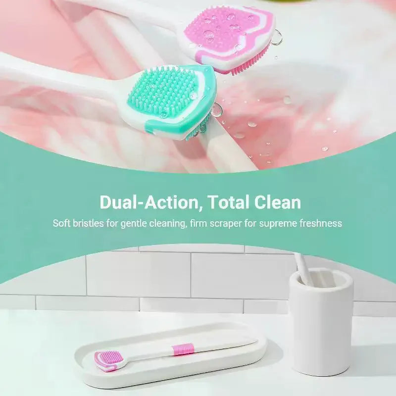 Gum-friendly Silicone Tongue Scraper Food Grade Oral Care Tool Qme