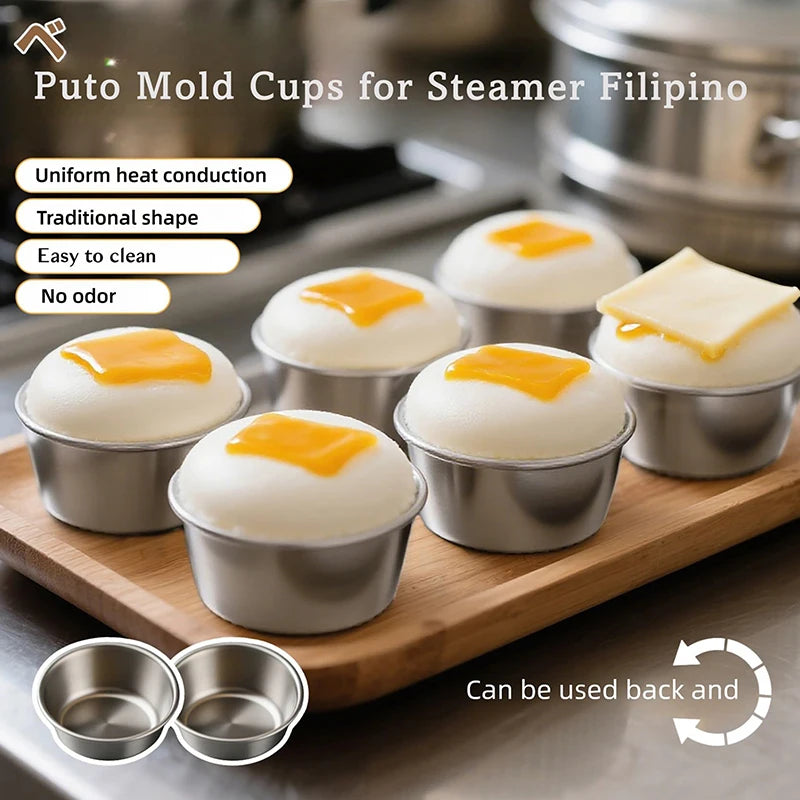 Puto Cake Mold Aluminum Alloy Egg Tart Cup Cupcake Mini Round Baking Qme