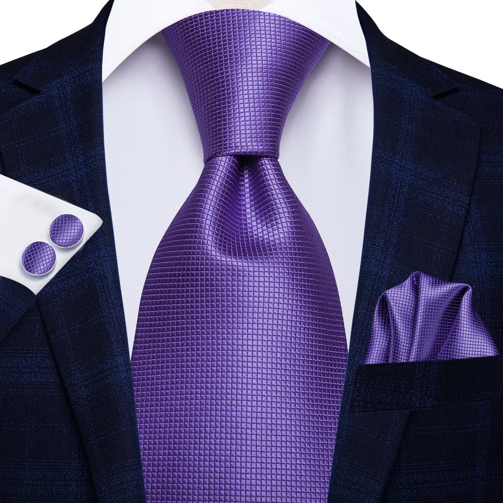 Hi-Tie Purple Floral Novelty Men Elegant Necktie Handkerchief Cufflinks for Tuxedo Fashion Classic Silk Luxury Tie for Man Qme N-0416