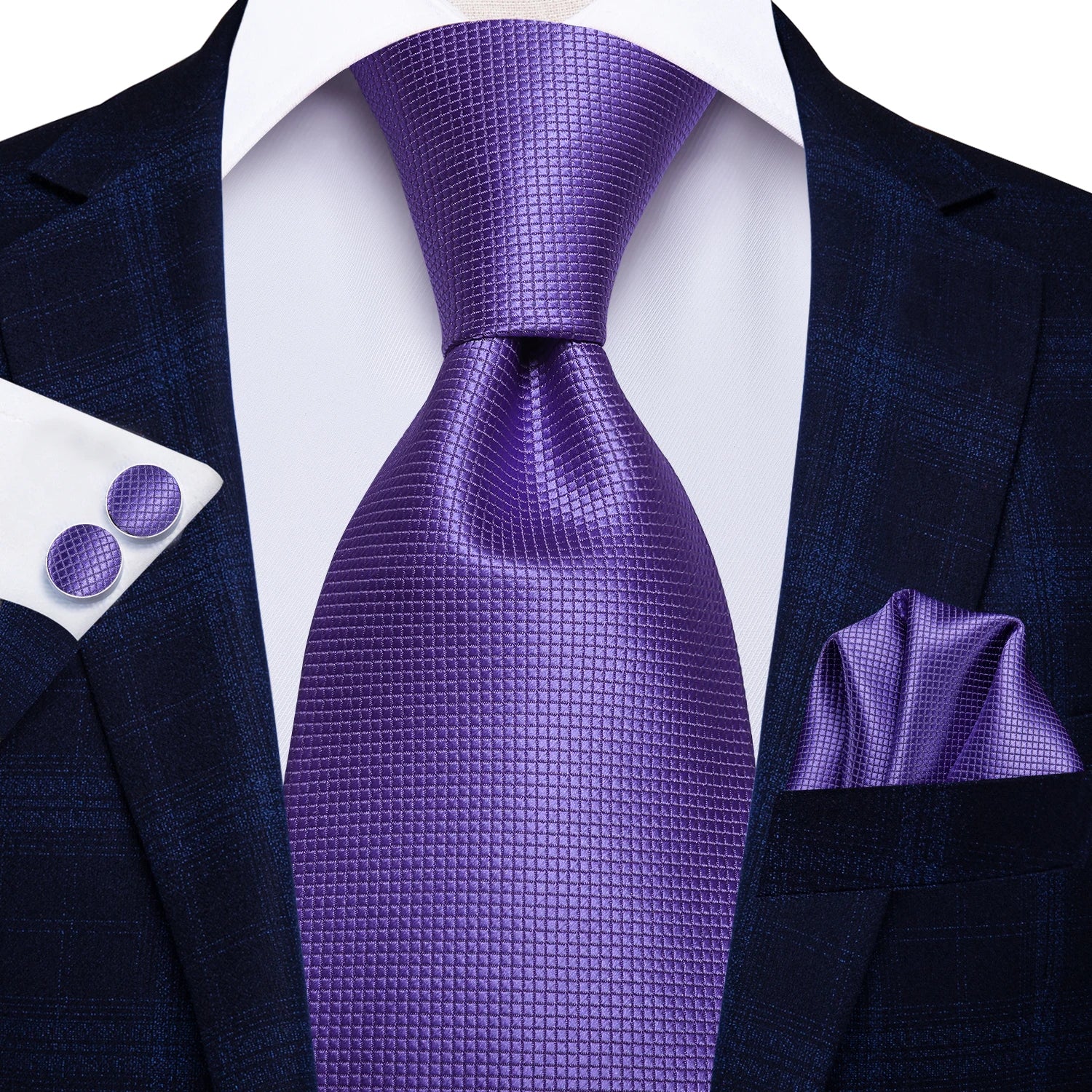 Hi-Tie Purple Floral Novelty Men Elegant Necktie Handkerchief Cufflinks for Tuxedo Fashion Classic Silk Luxury Tie for Man Qme N-0416