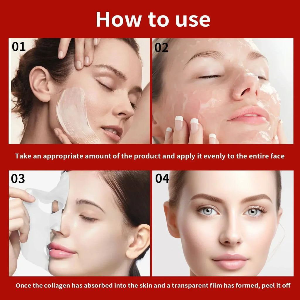 Real Collagen Fit, Collagen Wrapping Mask, Collagen 670,000ppm, Peel Off Facial Mask for elasticity, Hydrating, Glow, Glass Skin Qme