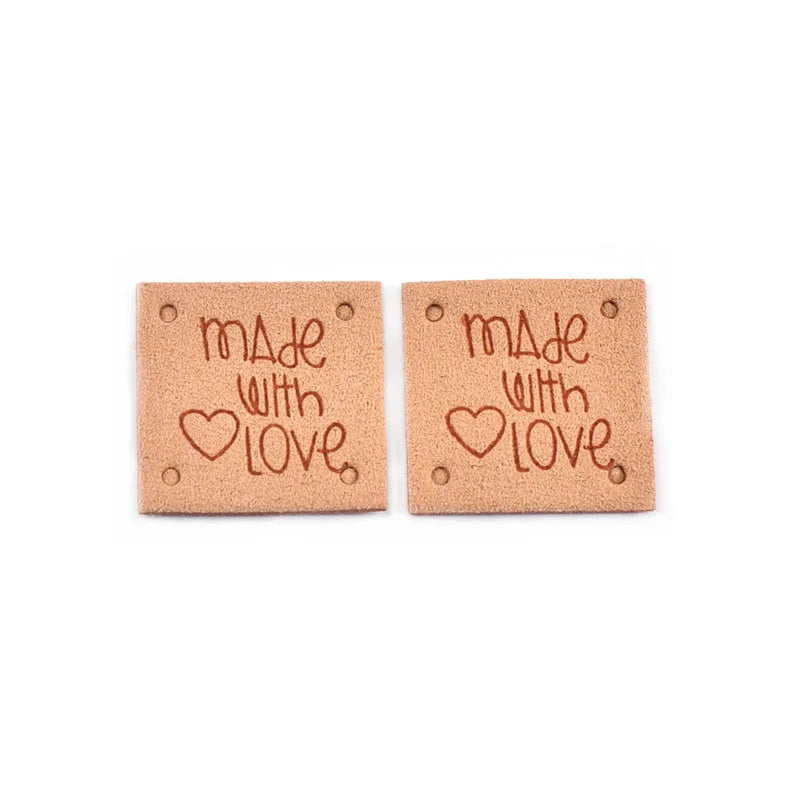 20Pcs 2.5cm Colorful Square Leather Letter Embossed Labels For Garments Bag Handmade Accessories Sewing Clothes Decoration c4015 Qme 7-20Pcs