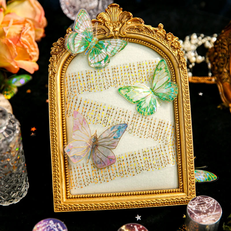 1 Roll Glitter Star String Light Fringe Themed Decorative Tape for Scrapbooking DIY Frame Collage Laptop Phone Cup Luggage Guita Qme