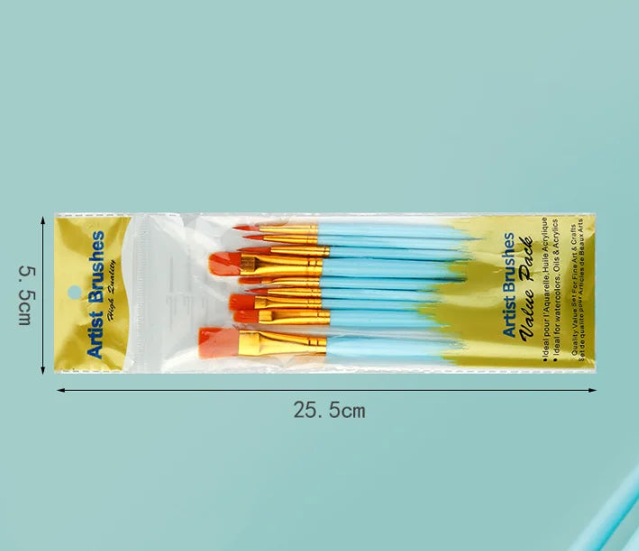 Nylon Bristle Brush Flat Brushes Watercolor Oil Paint Artists Amateur Qme