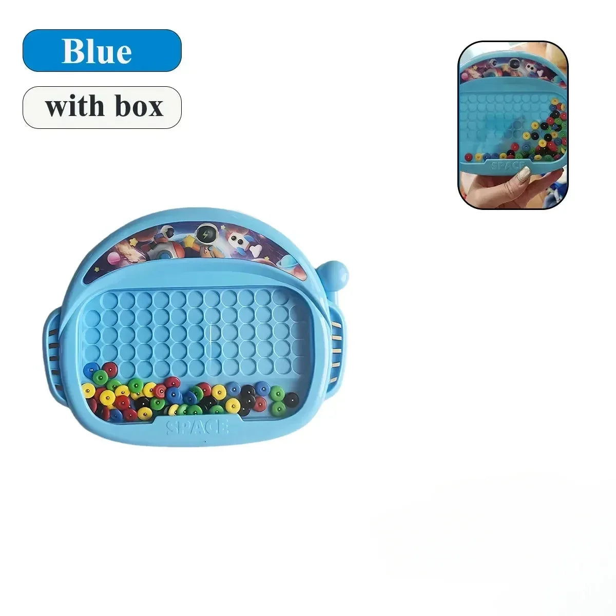 Children's Magnetic Doodle Board with Pen & Beads Drawing Toy for 3-8 Years Kids Educational Boy Girl Montessori Gift Boys Girls Qme Blue