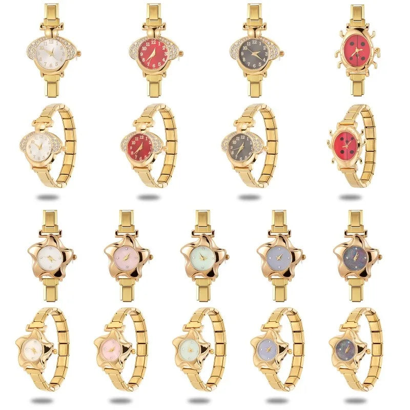 2025 New Wholesale Fashion Women's Watch Golden Luxury Trendy Small Dial Watch Suitable for Daily Clothing Matching or As a Gift Qme