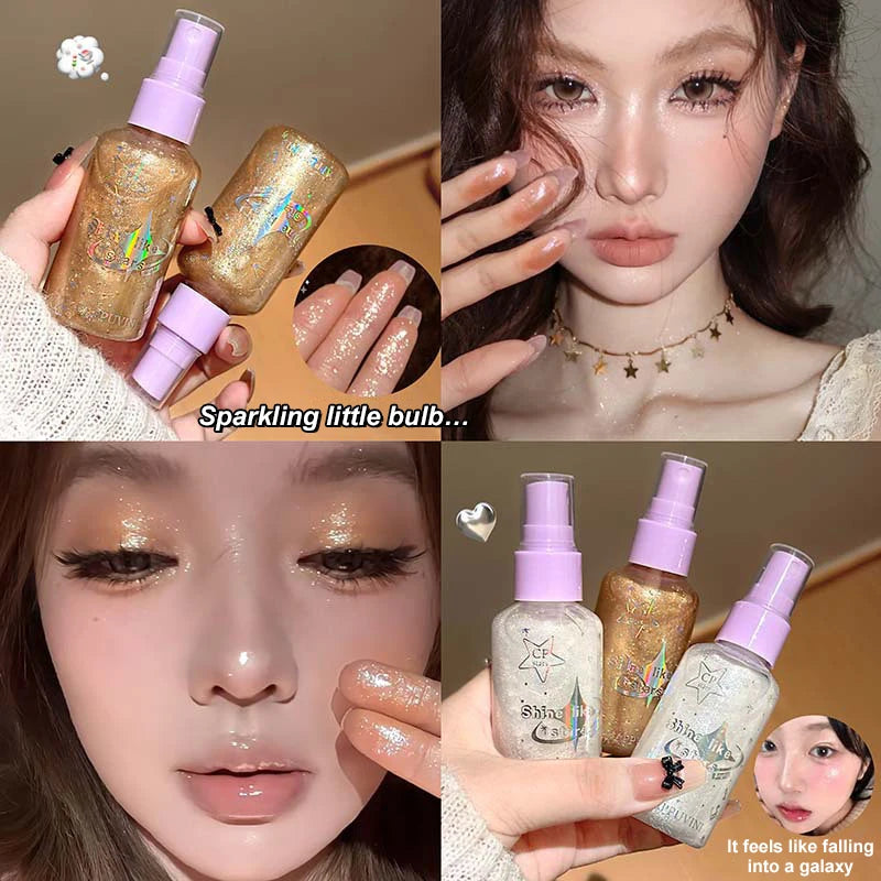 Body Glitter Spray Diamond Sparkle Highlighter Liquid Waterproof Qme