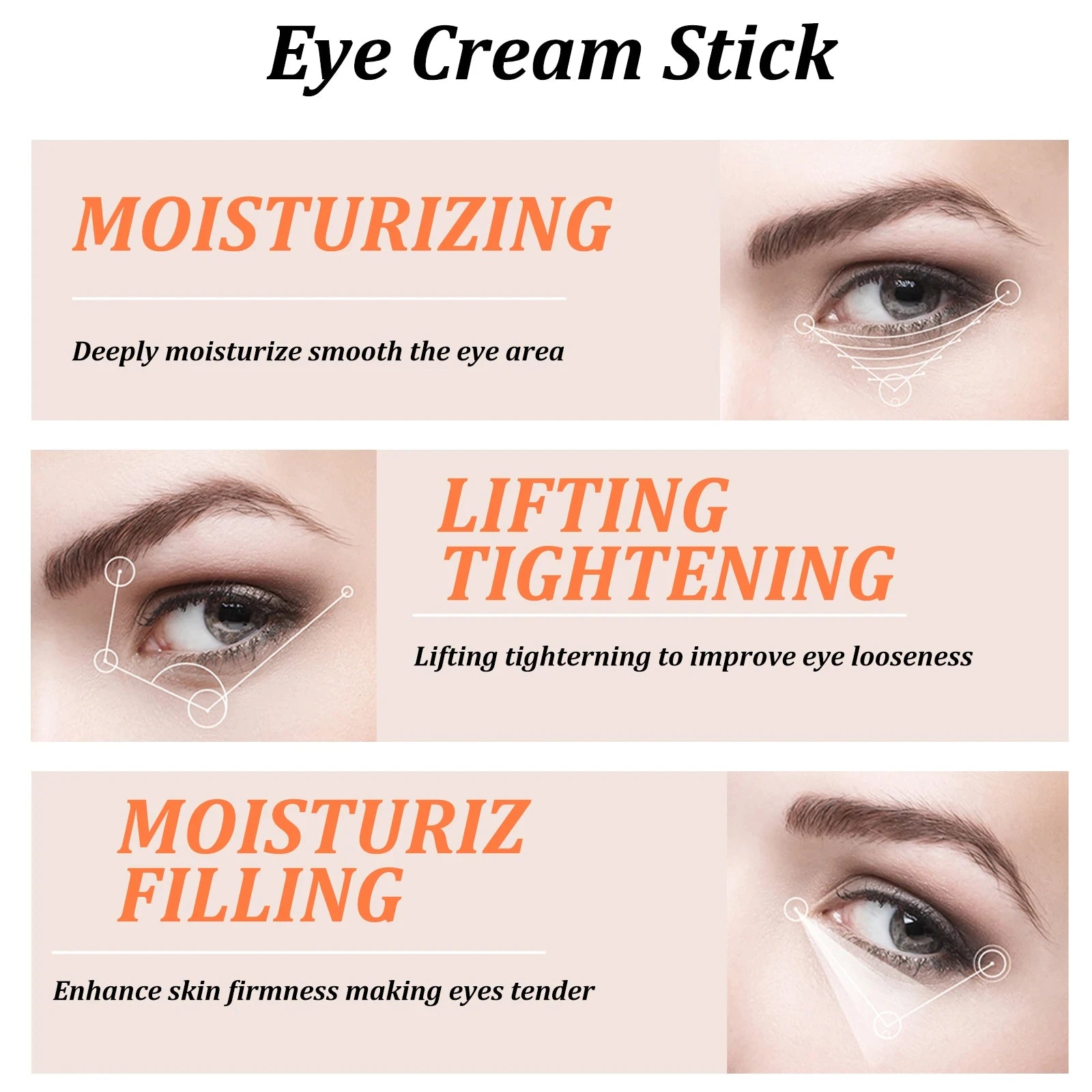 Retinol Eye Stick Anti-Wrinkle Lifting Firming Eye Cream Stick for Dark Circles & Fine Lines Moisturizing Brightening Skin Care Qme