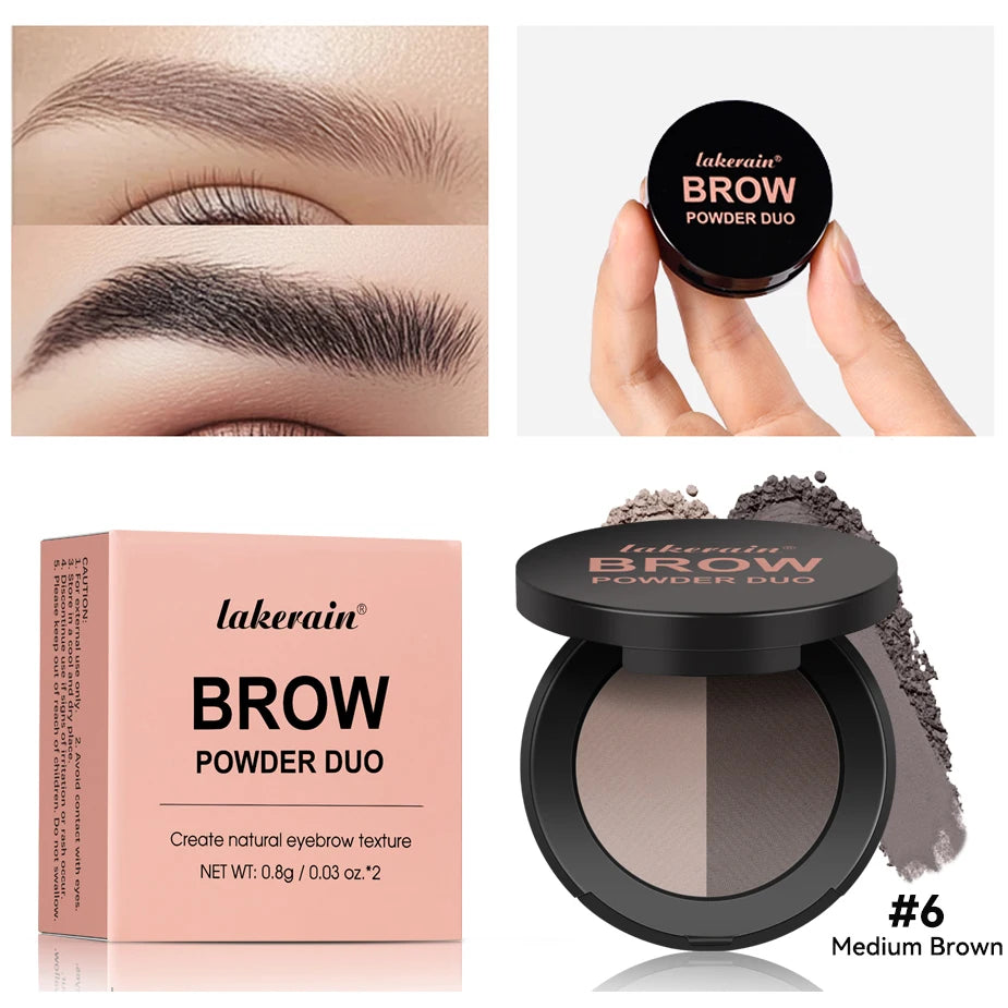 Dual-color Eyebrow Powder Ash Brown Contour Shadow Three-dimensional Eyebrow Shape Waterproof Natural Compact Powder Palette Qme