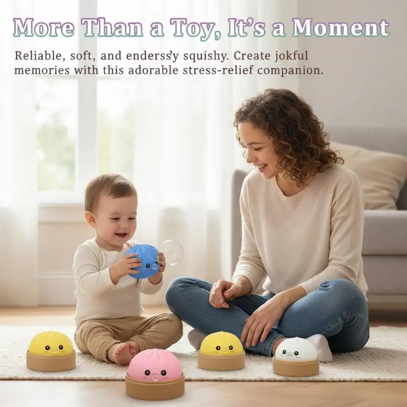 Cute Bubble-blowing Squeeze Bun Steamer Basket Toy Squishy Dumpling Qme