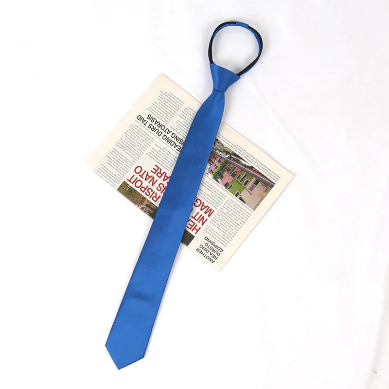 Unisex Black Simple Clip Tie Women Men Zipper Ties Shirt Accessories Qme ROYAL BLUE