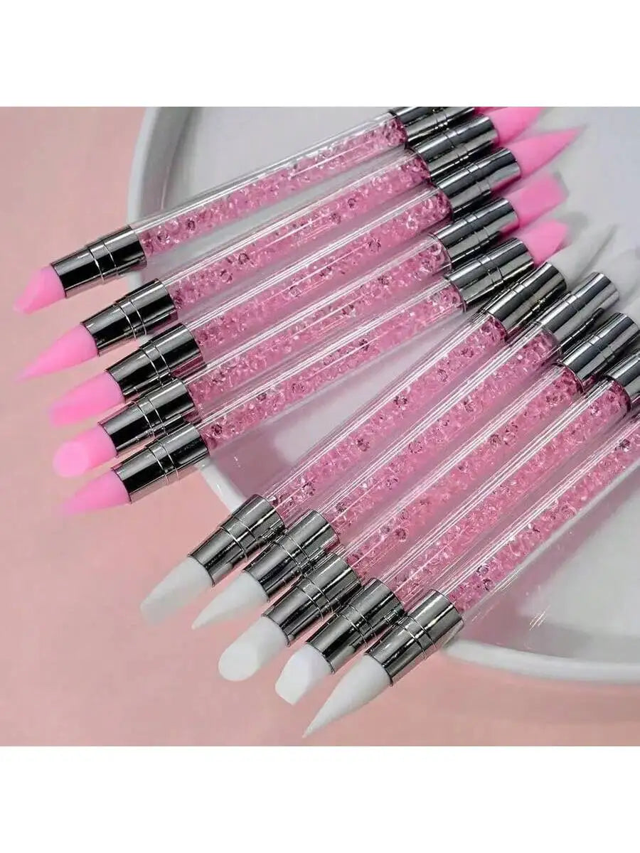 5-Piece 3D Nail Art Double-headed Silicone Pen Embossing Powder Qme