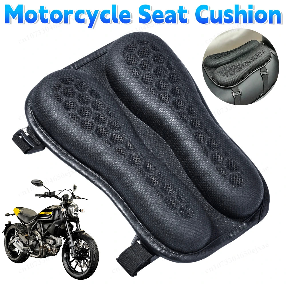 Motorcycle Seat Cushion 3D Honeycomb Pressure Relief Anti-slip Motorcycle Gel Seat Cushion Moto Ride Seat Pad Moto Accessories Qme
