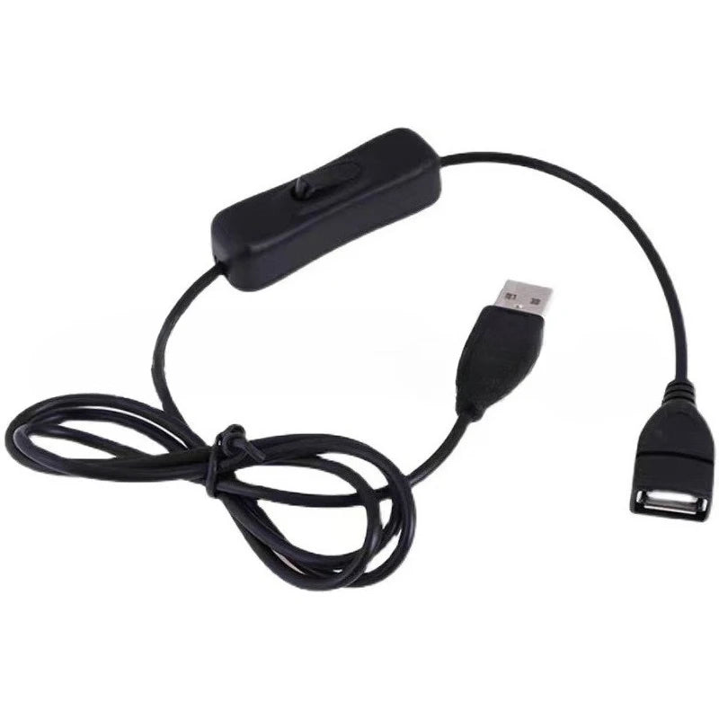 2PCS USB 2.0 Male to Female Charging Extension Cable with Switch for Desk Lamp Fan Car DVR Power Cord 1/2M Qme 2M