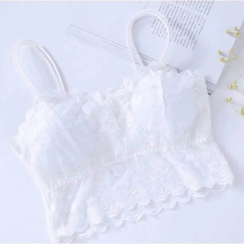 Women Lace Seamless Bras Sexy Wrapped Chest Strap Pad Camisole Qme