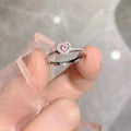2024 New Fashion Heart Pink Moissanite Wedding Rings for Women Ladies Engagement Rings Jewelry Party Gifts Accessories Qme Pink resizable