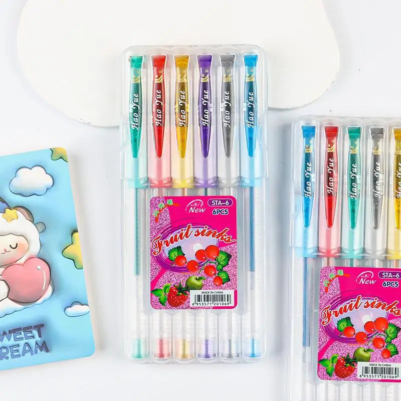 Glitter Gel Pen 6 12 18 Colors Bright Quick Dry Ink Student Qme A3
