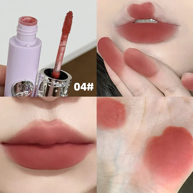 NICEKEY 6 Colors Nude Matte Lip Mud Waterproof Non-stick Liquid Lipstick Lasting Highly Pigmented Lipgloss Tint Makeup Lip Stain Qme 04