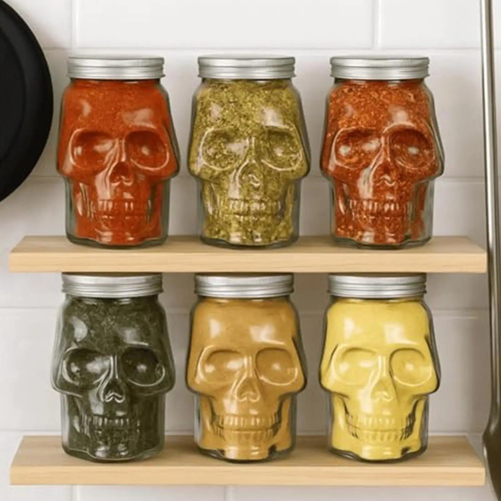 Unique Skull Jars Reusable Spooky Decor with Lid Skull Salt Container for Home Bathroom Picnic Tabletop Baking Dining Qme