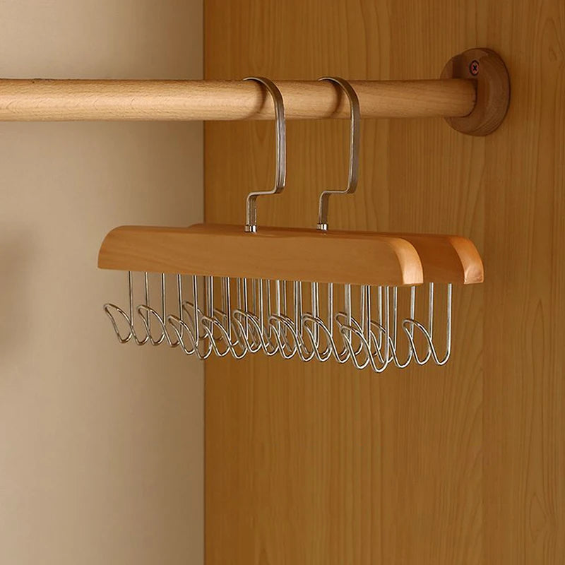 Non Slip Space Saving Wardrobe Clothing Storage Holder Wood Belts Qme