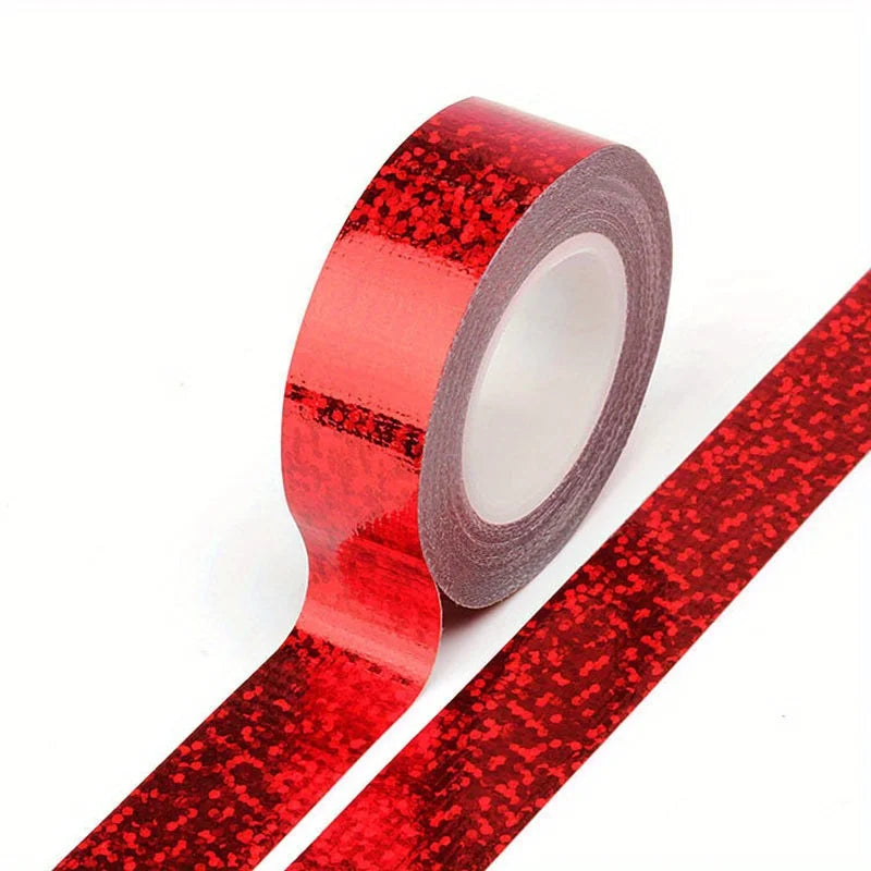 1pc Laser Foil Tape - High-Strength Adhesive Perfect for DIY Projects, Scrapbooking, and Photo Album Decorations Qme Red