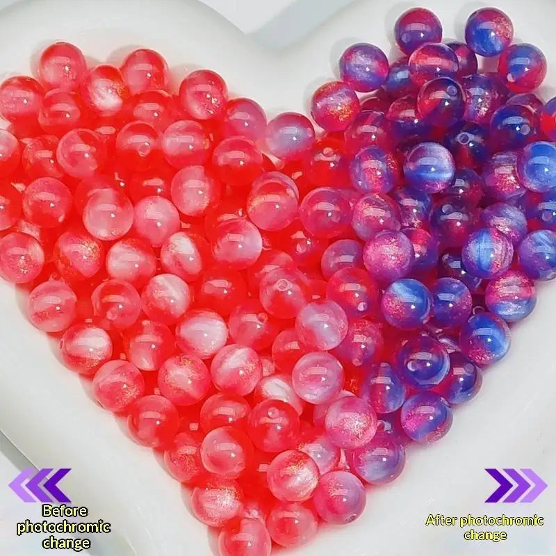 10mm UV Reactive Cat Eye Resin Round Beads 10Pcs Color Shift Spacer Beads DIY Handmade Jewelry Making Accessories Charms Qme A22
