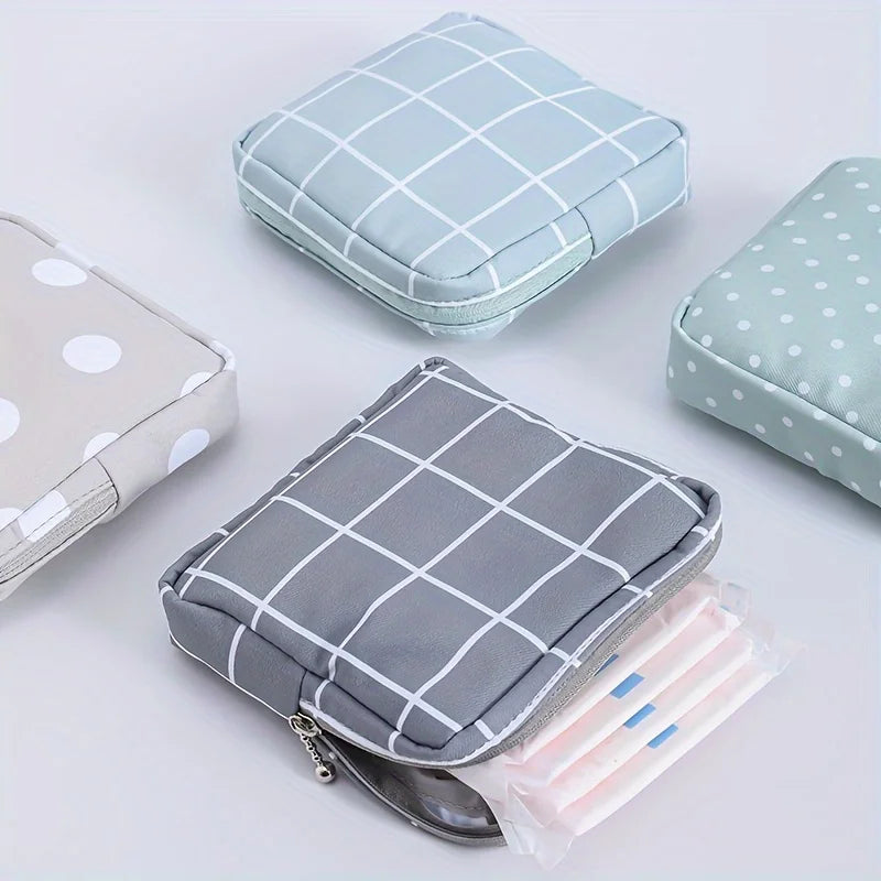 1pc Portable Sanitary Napkin Storage Bag - Girls' Cosmetic Lipstick Pouch with Travel Headset Coin Organizer - Convenient Qme