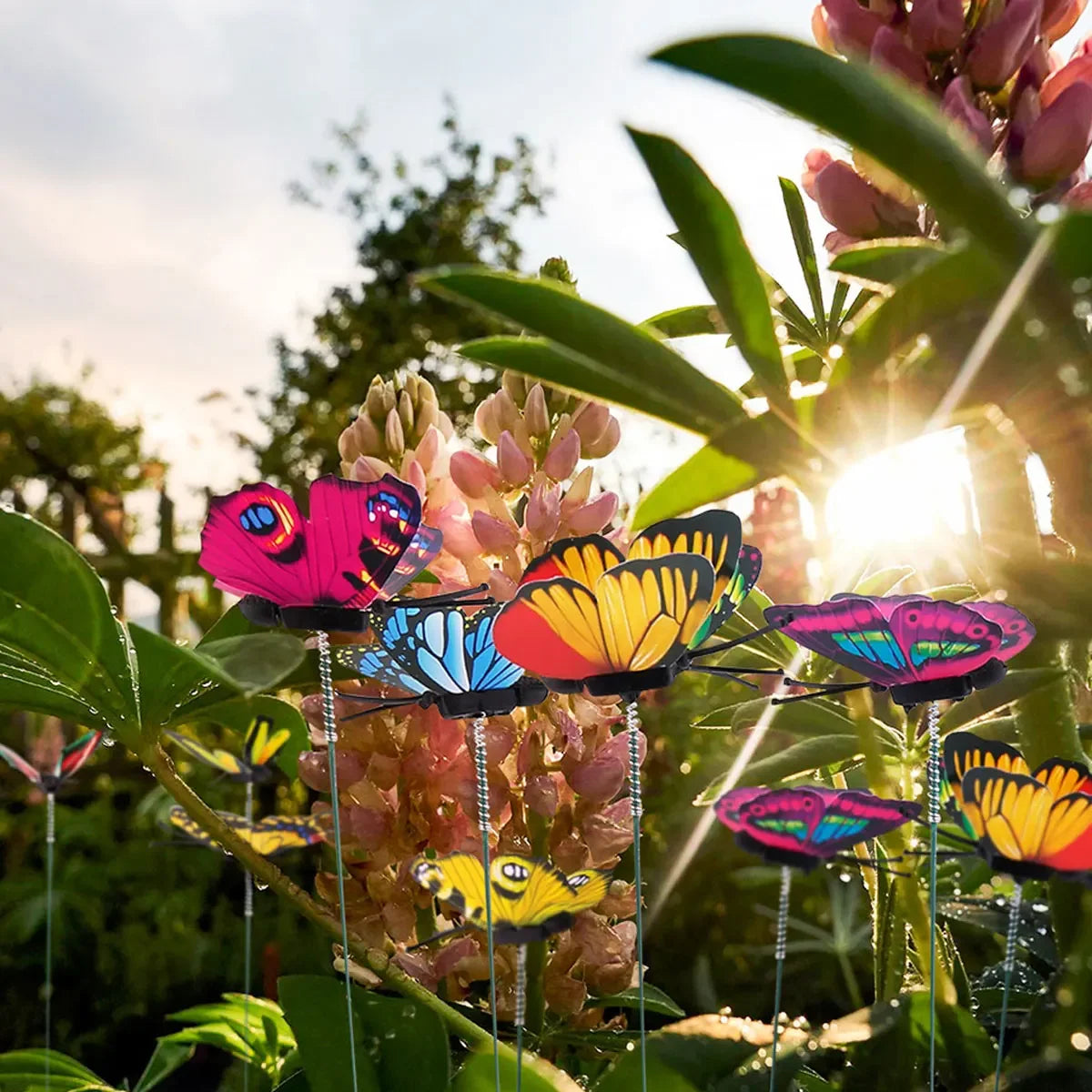 50pcs Butterfly Stakes Colorful Simulation Butterfly Outdoor Garden Yard Plant Flower Pot Spring Garden Decoration 25*4cm Qme
