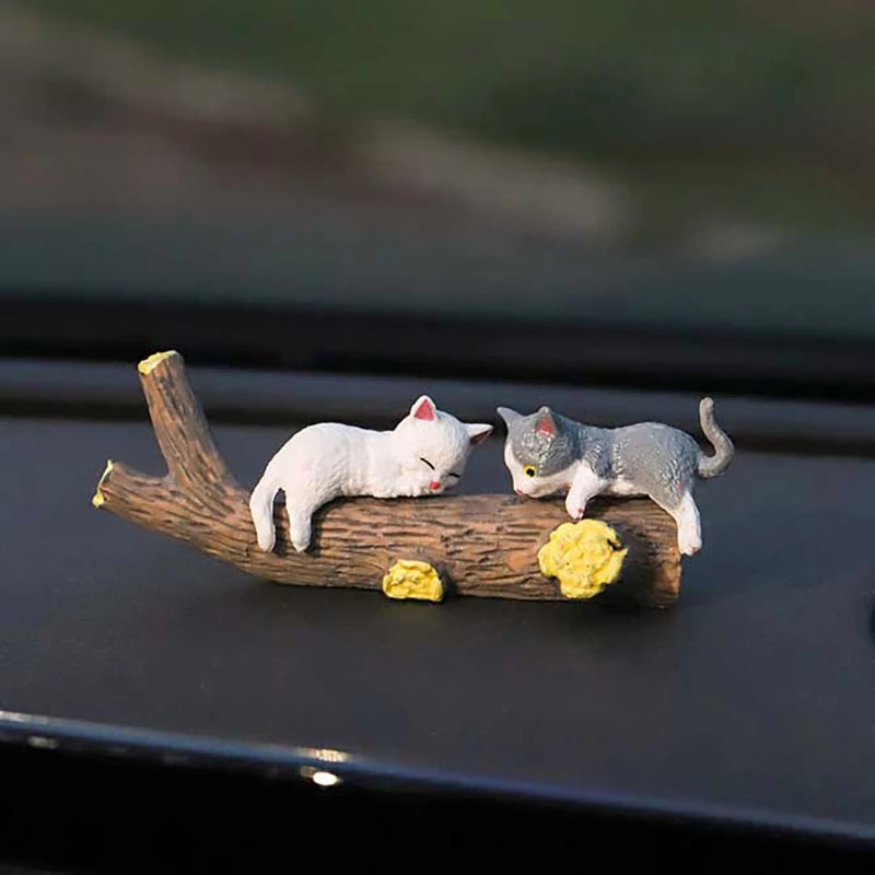 Cute Mini Cartoon Car Cat Ornaments Screen Edge Decoration Micro Qme