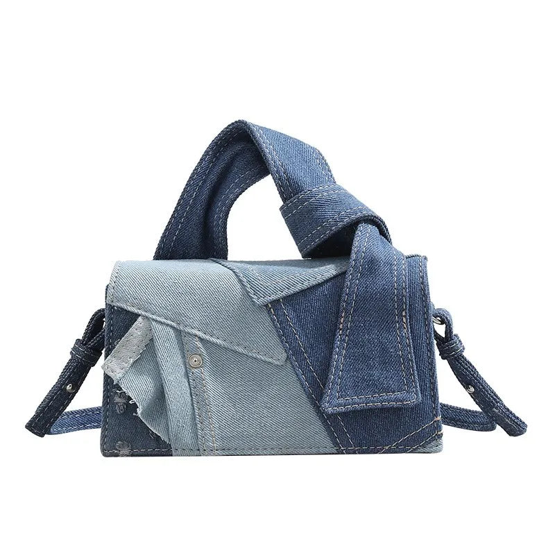 Boho Chic Denim Mini Square Bag Women Minimalist Everyday Carry Qme