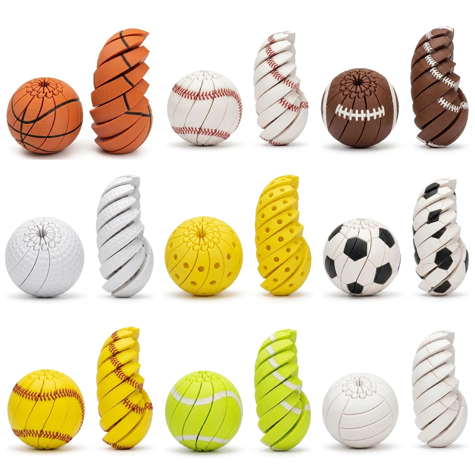3D Printed Portable Twisted Fidgets Egg Reusable Sensory Decompression Gift Interactive Twistsphere Props for Desktop Decoration Qme
