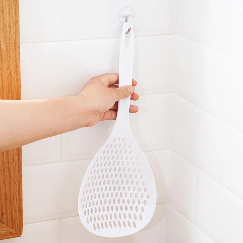 Strainer Scoop Colander Slotted Pasta Spoon Plastic Skimmer Handle Qme