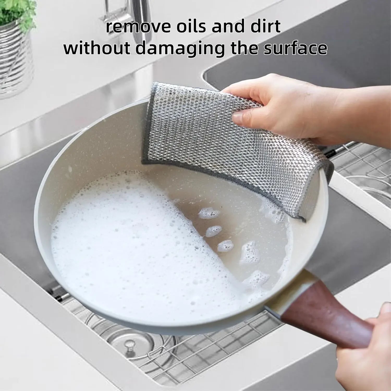 Multipurpose Wire Miracle Cleaning Cloths, Magnifying Wire Dishwashing Rags for Wet and Dry Mesh Microfiber Cleaning Cloth Qme