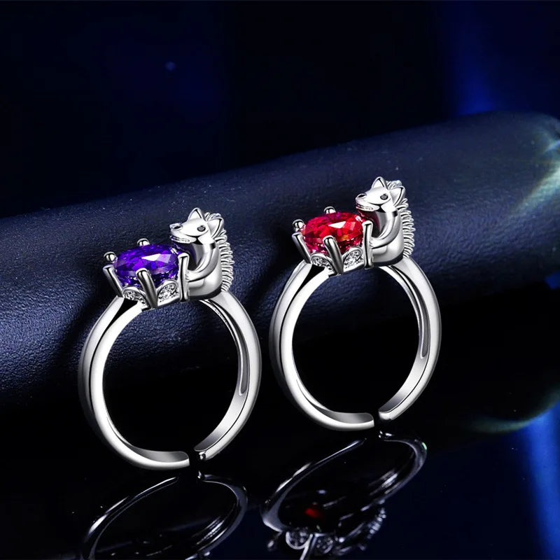 Fashion Hedgehog Multicolor Zircon Adjustable Sterling Cool Ring Fashion Women's Cocktail Party Jewelry Gifts Qme