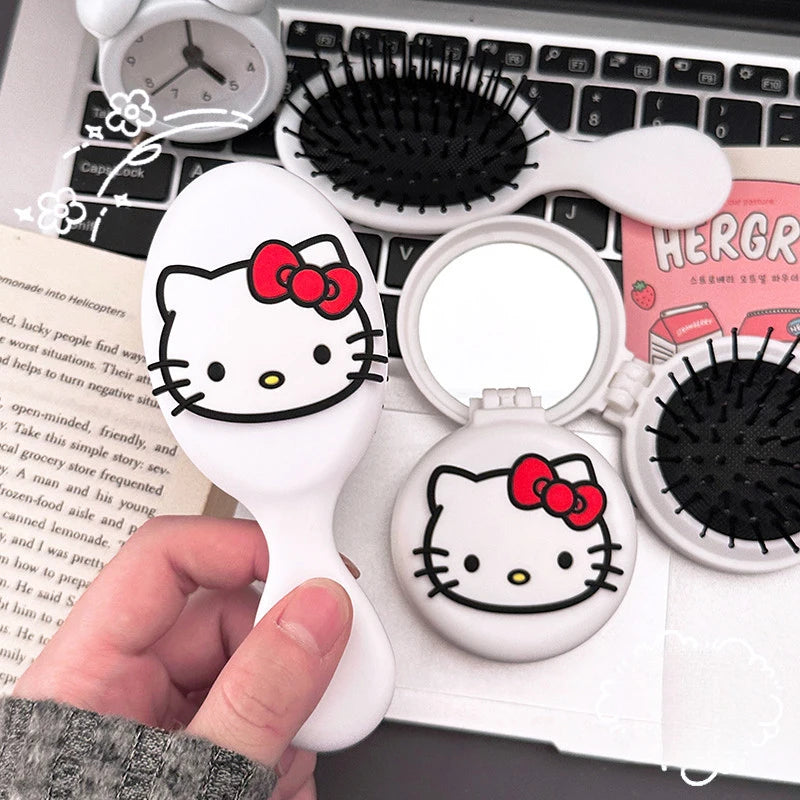 Hello Kitty Cartoon Folding Air-Cushion Comb Mini Portable Air-Cushion Comb Anti-Static Plastic Hair Comb Qme