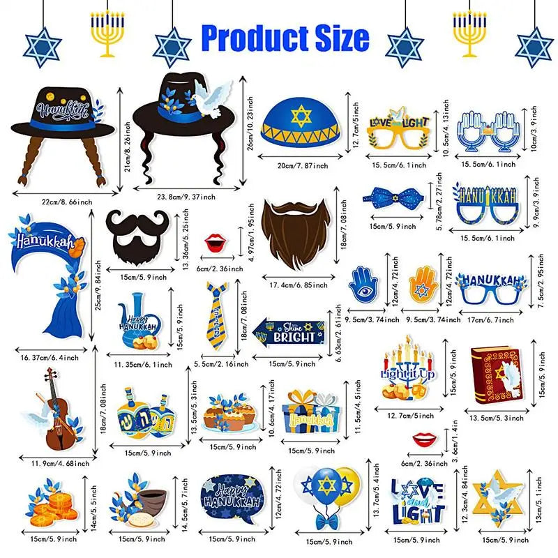 Holiday Photo Booth Props 30 Funny Happy Hanukkah Glasses Cute Qme
