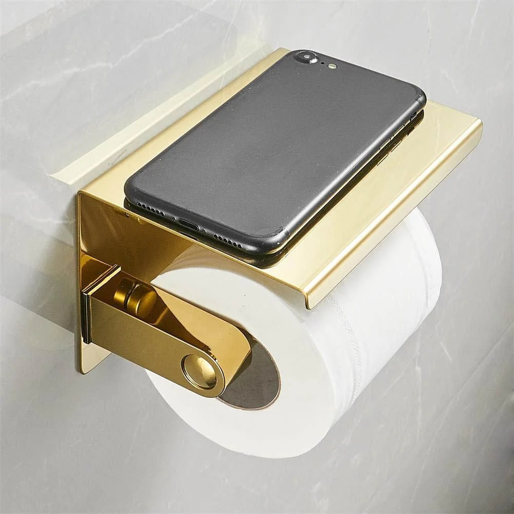 Multi-functional Toilet Paper Holder Roll Shelf Wall Mounted Qme