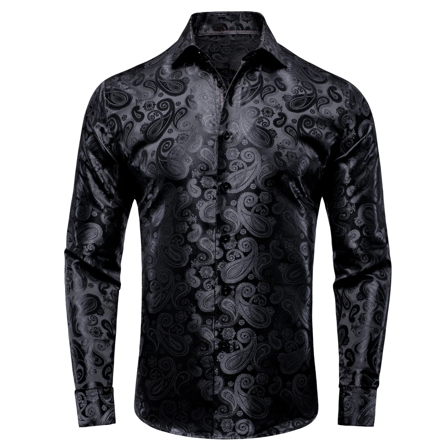 Hi-Tie Jacquard Paisley Mens Dress Shirts Long Sleeve Lapel Suit Shirt Casual Formal Blouse 10 Colors Wedding Business Party Qme CY-1095 S