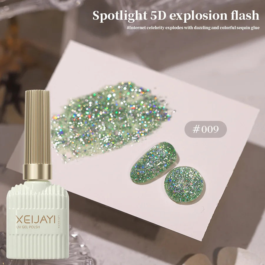 10 Colors Holographic Glitter Gel Nail Polish Spring Color Sparkling Sequins Soak Off Uv Led Varnish Nail Art Diy Qme 09
