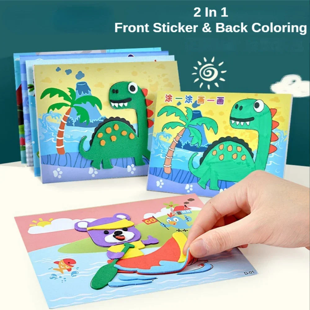 3D EVA Foam Sticker Puzzle Game DIY Cartoon Animal Craft Toys Kids Qme