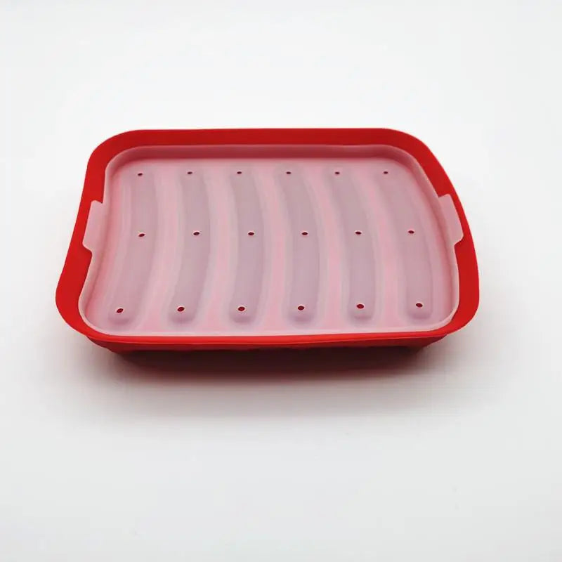 Sausage Maker Mould 6 Cavity Silicone DIY Ham Hot Dog Making Moulds With Lid Household Sausages Cake Baking Tool Molds Qme Red