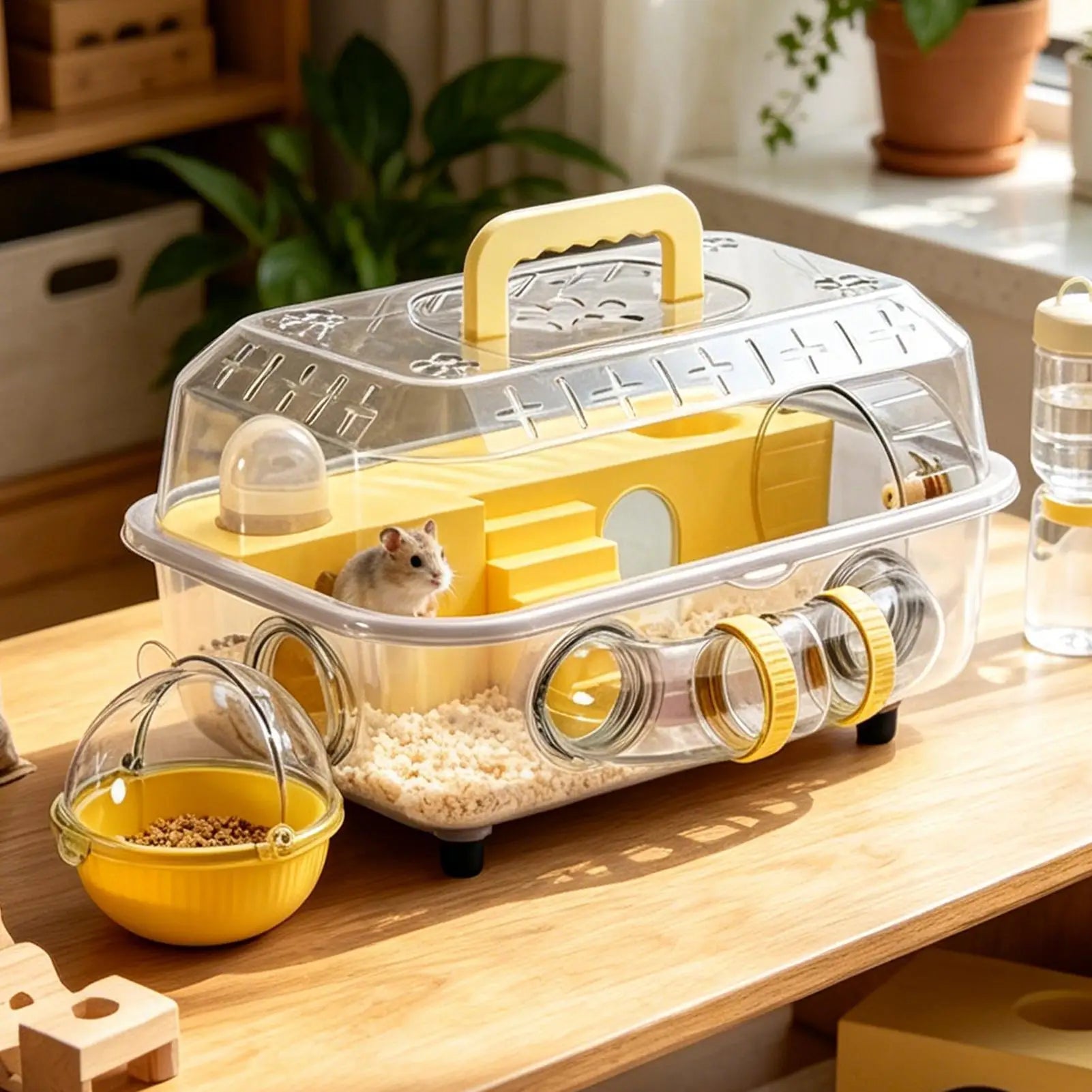 Dwarf Hamster Cage 2-Layer Detachable Transparent Carrier Tunnel Qme