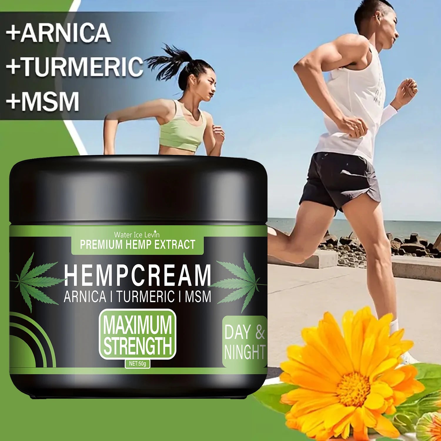 Premium Hemp Extract Cream with Arnica, Turmeric & MSM for Soothing Skin Relief, Nourishing & Moisturizing. Qme