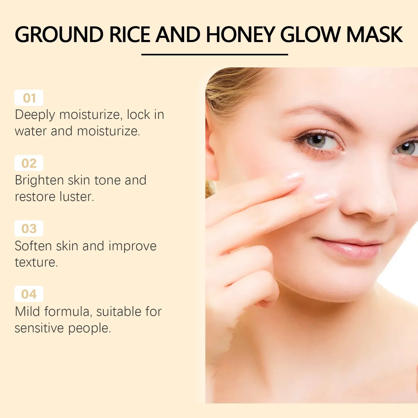 Rice & Honey Face Mask Moisturizing Fade Dark Spot Hydrating Repair Brightening Shrink Pore Hydrating Mask Glowing Skin Care Qme