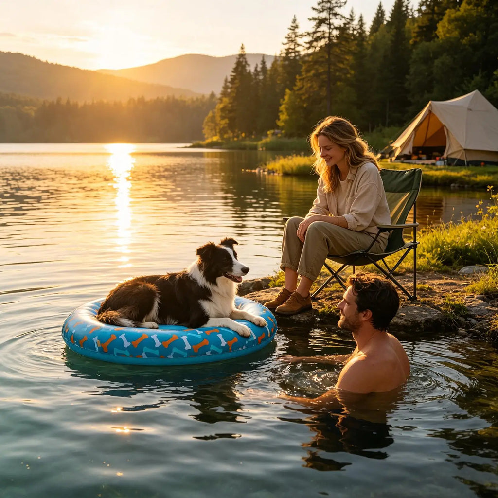 Dog Float PVC Leak-Proof Inflatable Anti-Slip Dog Pool Raft For Lake Beach Games Water Party Pond Small And Medium Breeds Qme