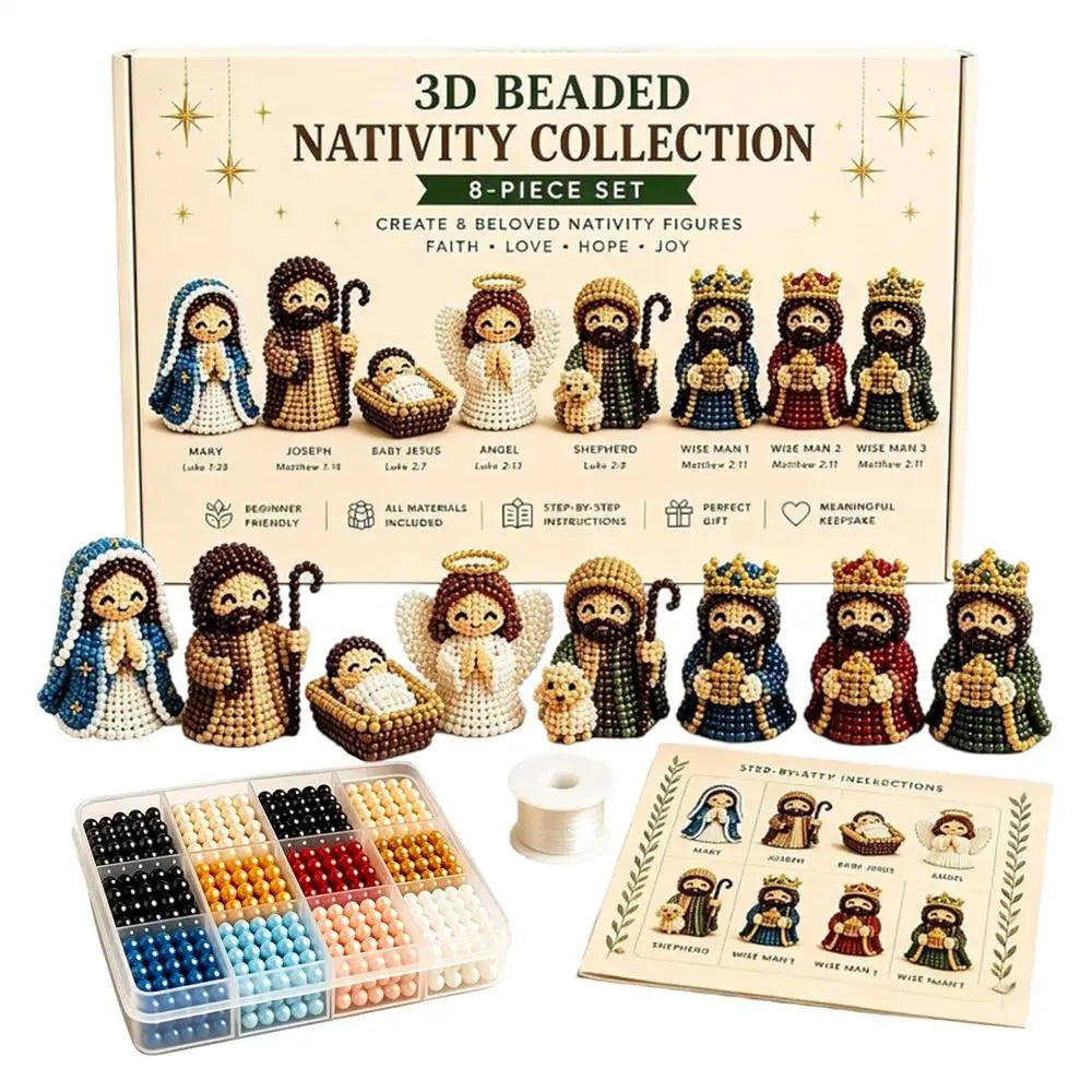 NEW Nativity Bead Craft Kit 3D Beaded Craft Figurines Decor Beading Christmas Figures Kit For Men Women Adults Dad Wife Husband Qme set