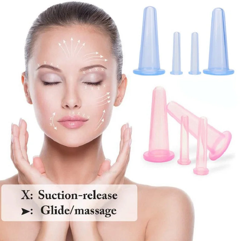 Silicone Vacuum Cupping Massage Jars Anti Cellulite Facial Suction Qme